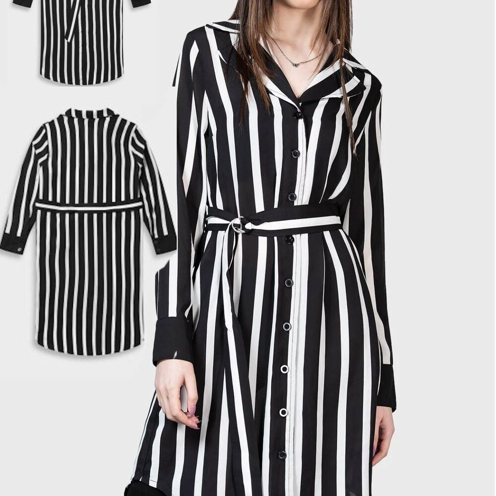 Killstar Women's Black and White Shirt-dresses